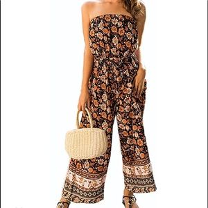 Women's Wide Leg Off Shoulder Jumpsuit Strapless